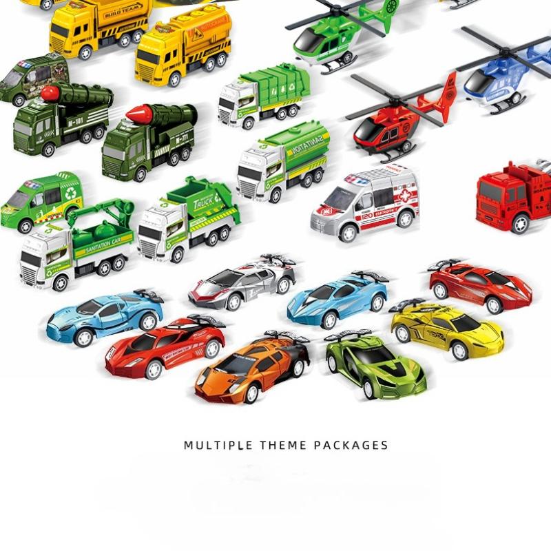 4Pcs/Set Small Rebound Truck For Children Pull Back Ladder Fire Fighting Toy Car Model Educational Cars Kids Toy