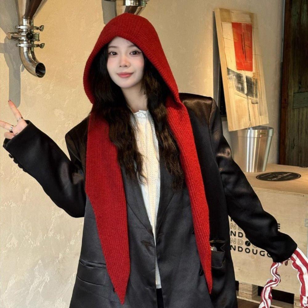 Scarf Cap Ear Protection Hat Pullover Hat Knitted Hat Cute Balaclava Hat  Female/Girls