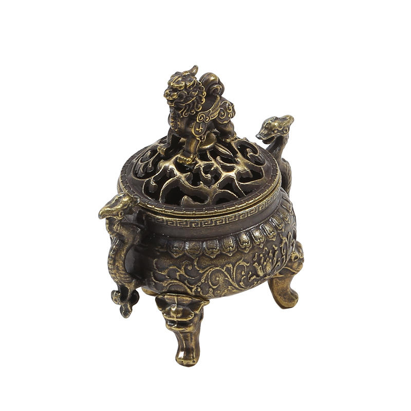 

Exquisite Auspicious Cloud Incense Burner Suanni Plate Small Incense Burner Chinese Double Dragon Carved Cauldron Stove