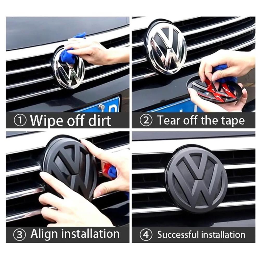 2pcs Car Front Radiator Grille Badge Cover Rear Trunk Lid Sticker For VW Polo Golf MK6 MK7 MK7.5 Scirocco Arteon Touareg Taigo