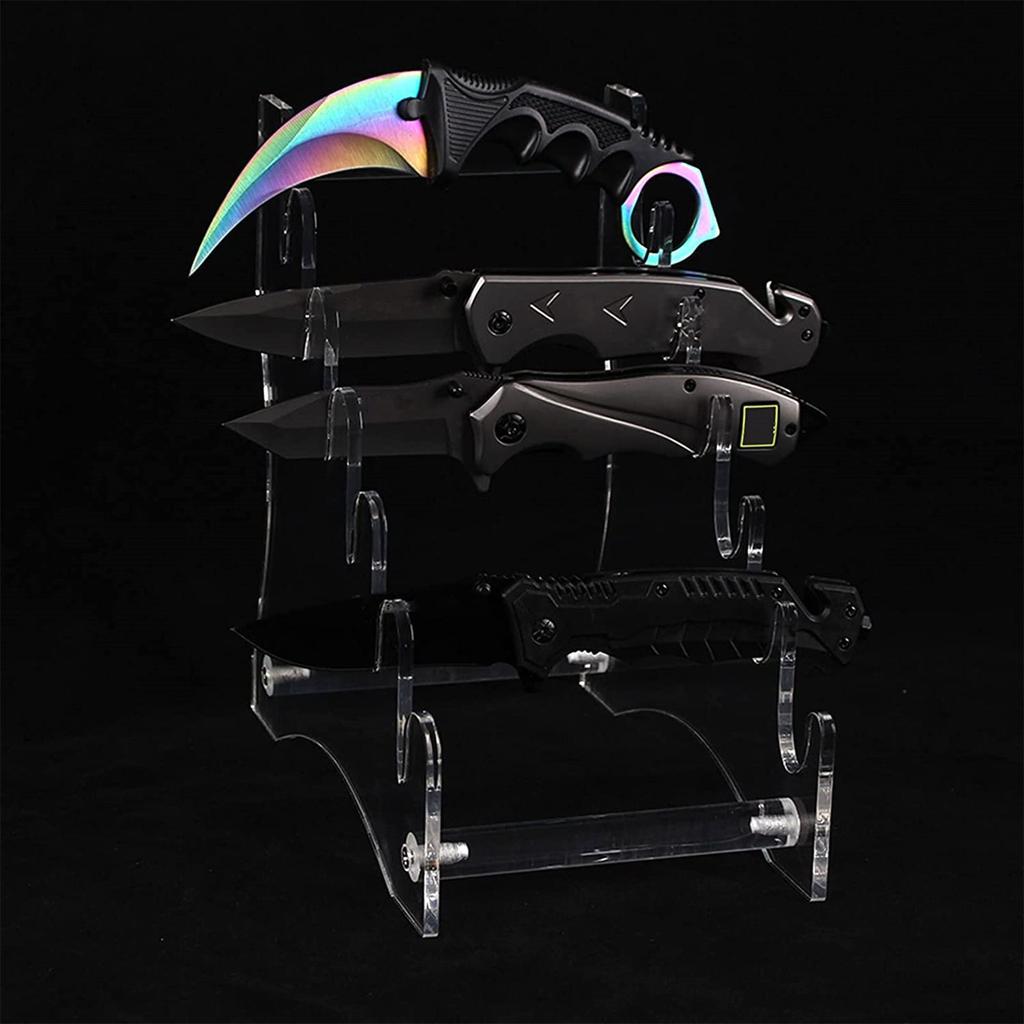 6 Slots Knives Display Stand Clear Acrylic Knife Display Rack Holder Pen Storage Organizer for Kitchen Show Organizer