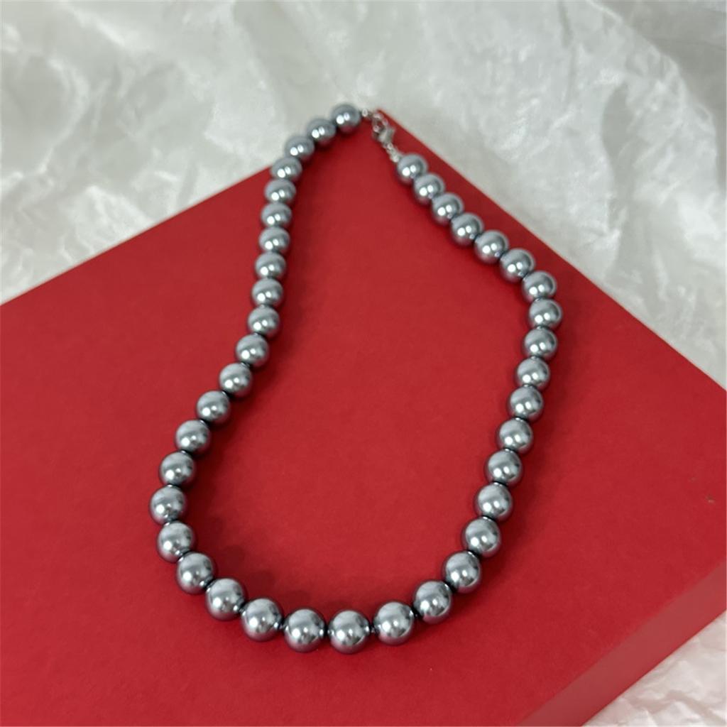 Tooxika Vintage Luksusowy Naszyjnik z Szarych Pereł Prosty Temperament Zimny Wiatr Łańcuszek na Obojczyk Damski Łańcuszek do Swetra