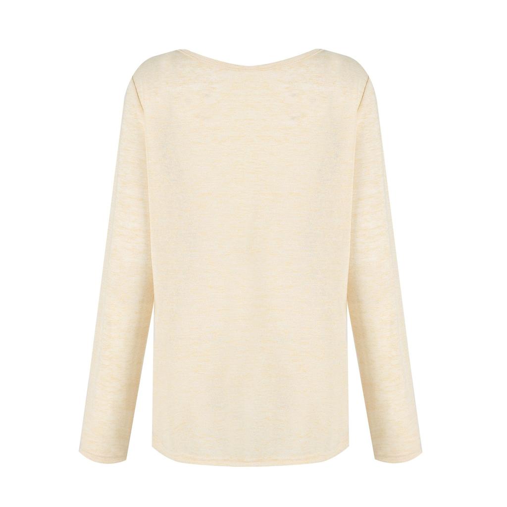 Women's Fashion Solid Color Knitted T-Shirt Tops Bottoming Shirt