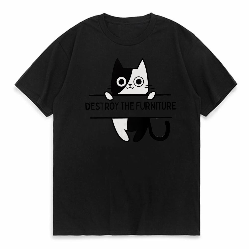 Destroy The Furniture Printed TShirt Cotton Tees for Men Women Summer Tops Anarchy Streetwear
