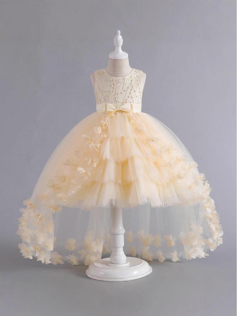 Children's Puffy Tulle Flower Girl Princess Dress - Wedding & Evening Performance Gown