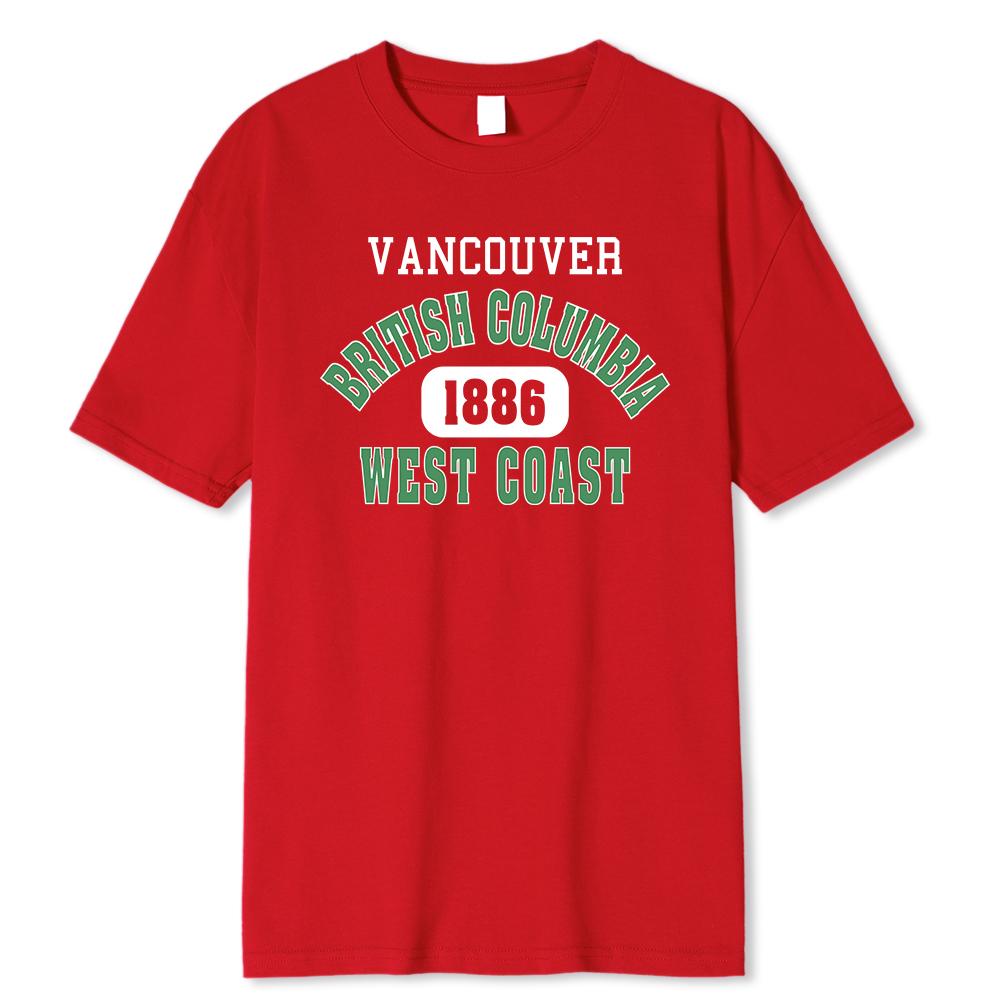 British Columbia West Coast 1886 Green Letter Tshirt Man Casual Tees Breathable Summer Tshirt Short Sleeve