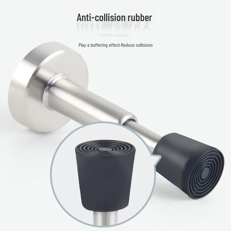 Wall-Mounted Stainless Steel Hydraulic Door Stop with Silent Rubber Buffer and Anti-Collision Bumper