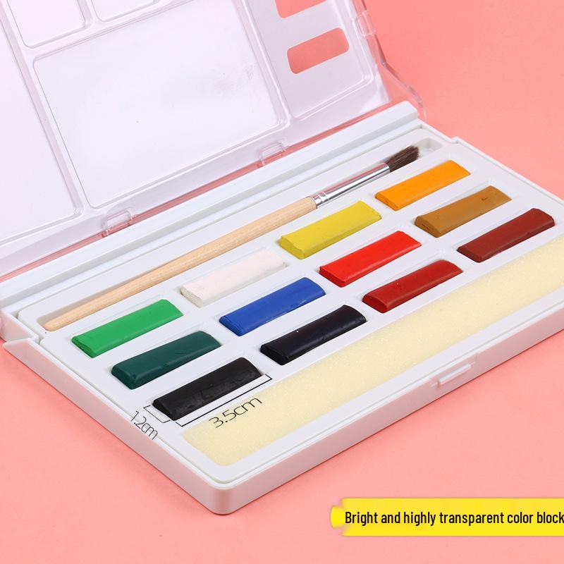 Lion Solid Watercolor Paint Set - Transparent Hand-Painted Watercolors in 12 or 18 Colors