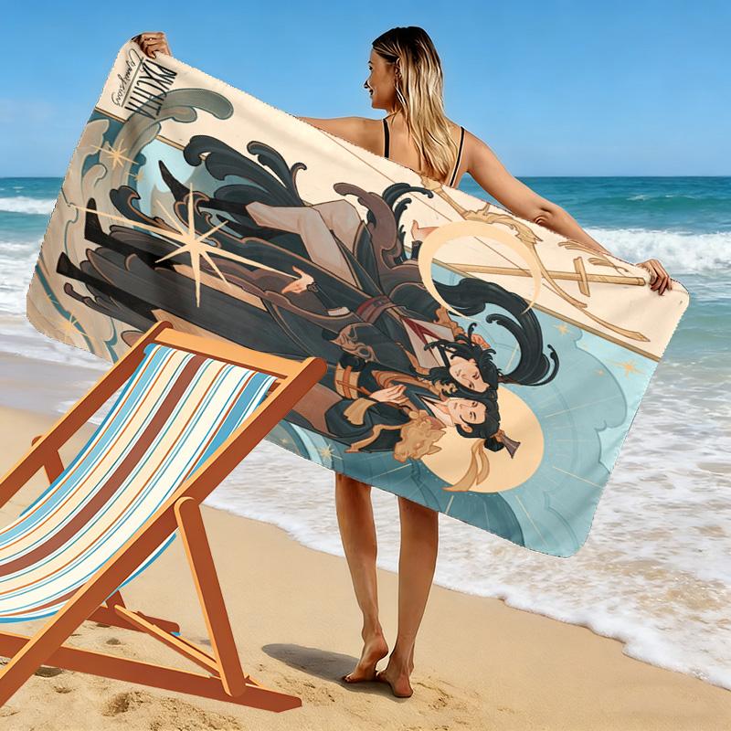 Heaven Official's Blessing 2D Flat Print Beach Towel, Large Soft Quick Dry Towel for Beach Camping SwimmingDSTJ0925480