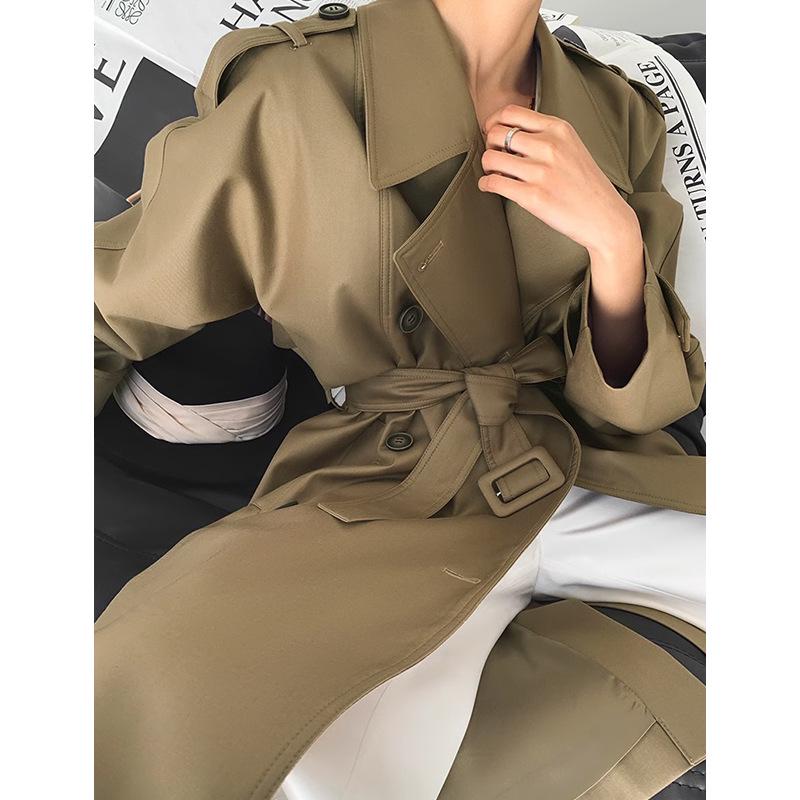 Rongtai Retro British Double-Breasted Tie-Waist Trench Coat for Women - 2025 Spring Collection