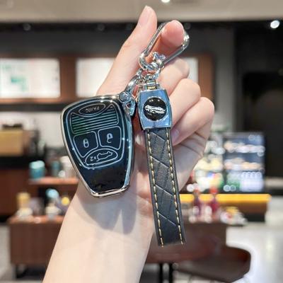 Bilnyckelfodralfodral med PU-lädernyckelring till Chrysler 300C Avenger Sebring Chrysler 200 Aspen Dodge Charger Commander Che