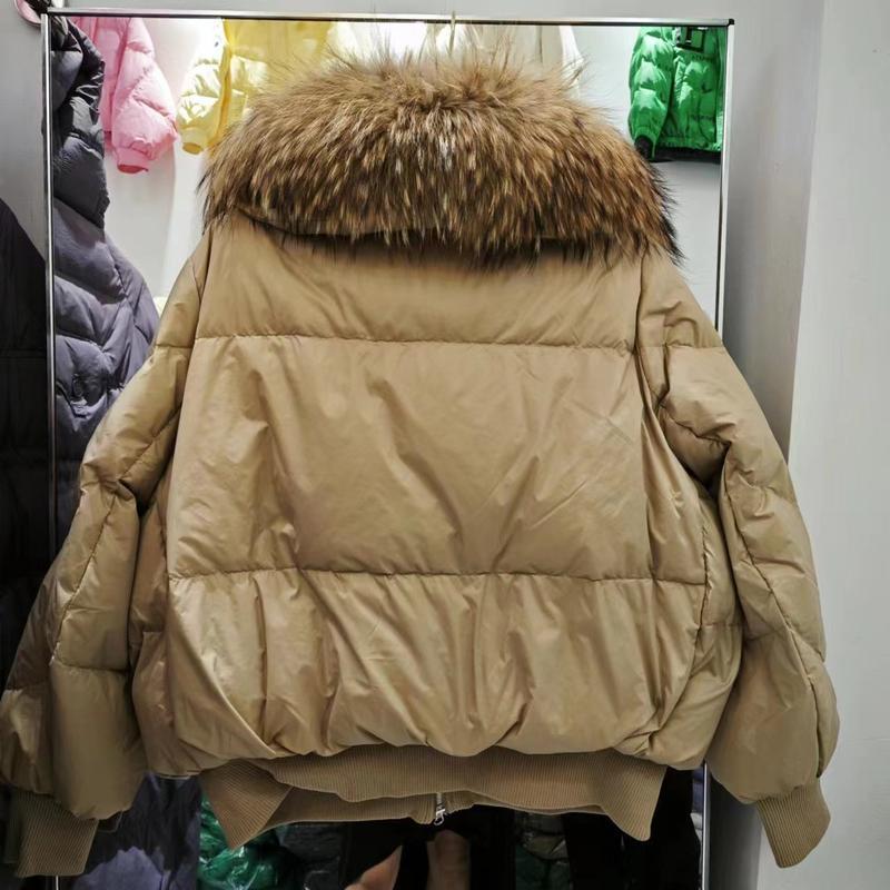 Women's Autumn And Winter High-end Down Jacket Imitation Raccoon Fur Collar Loose Short Jacket