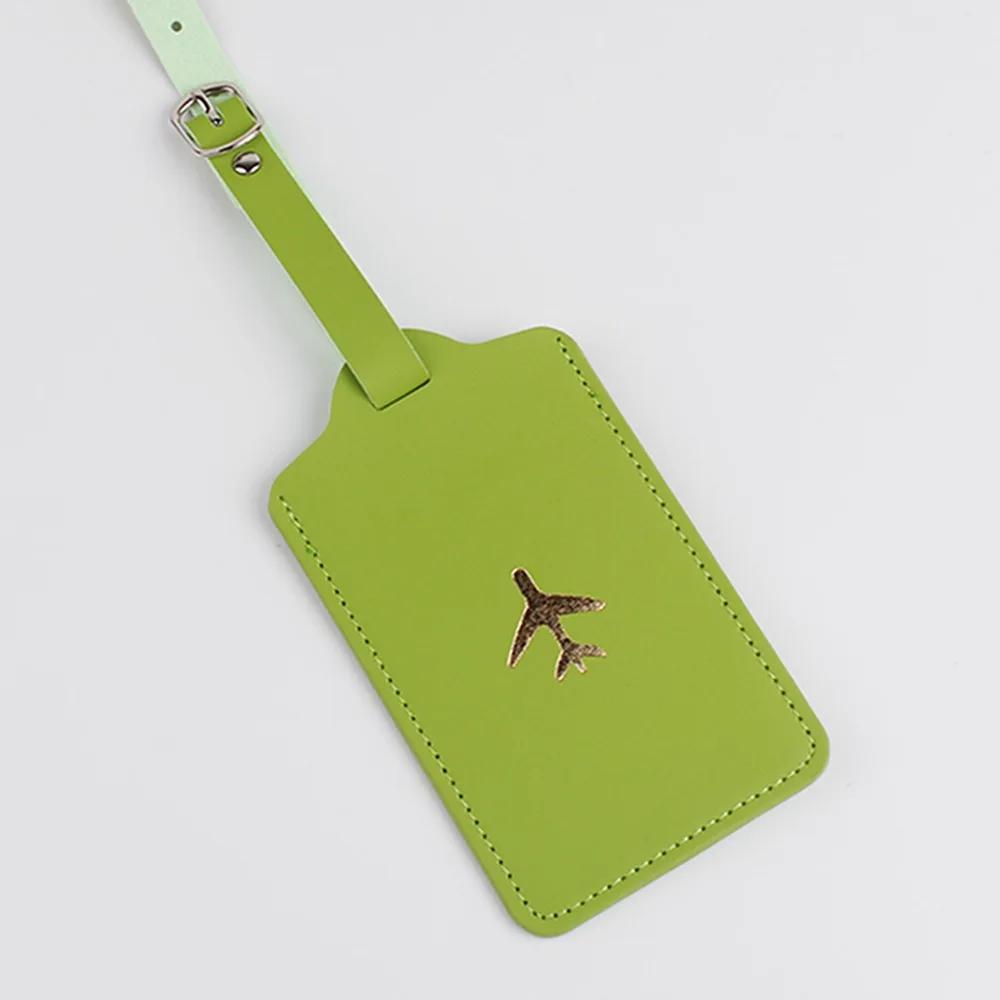 Luggage Tag Suitcase Luggage Label PU Leather Baggage Boarding Bag Tag Portable Travel Accessories Name ID Address Holder