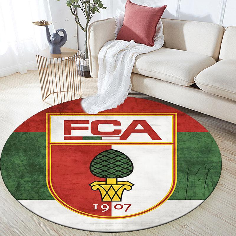 FC Augsburg,Runder Teppich,Teppich für Wohnzimmer Schlafzimmer Sofa Spielzimmer Dekor,Rutschfeste Fußmatte