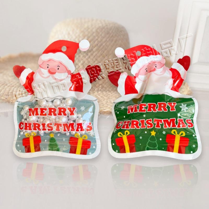 10Pcs Christmas Plastic Candy Bags Snowman Santa Claus Socks Gloves Gift Cookie Bags Christmas Party Favor Gift Decor Supplies