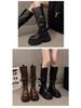 Small Over-the-Knee Height-Increasing Retro Boots with Buckle, Versatile for Autumn, In Stock
