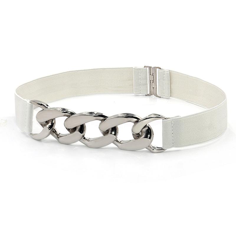 Zlatý řetízkový pás Elastické stříbrné kovové pásy pro ženy Strečové cummerbunds