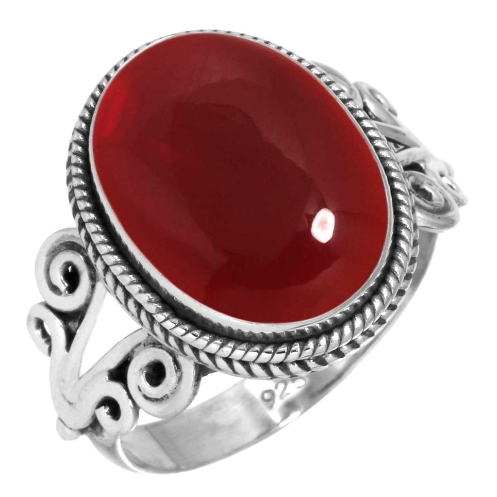 925 Sterling Silver Ring Women Gemstone Handmade Jewelry Engagement Gift Amber Amethyst Black Onyx Carnelian Garnet Quartz Green Onyx Gold Stone Boho