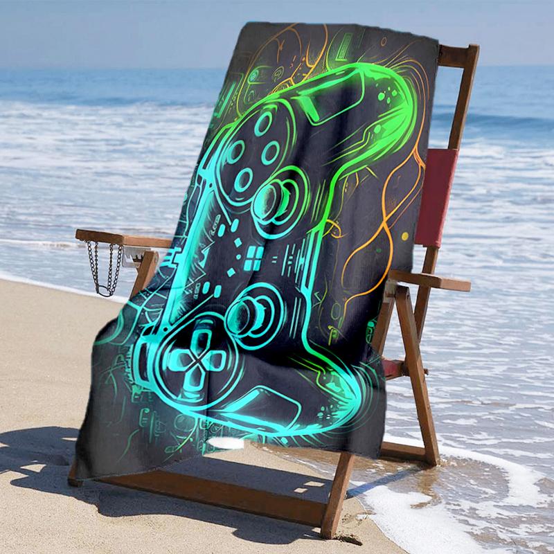 Ultra-Soft Beach Towel with Game Controller Theme,Ideal for Pool - Camping, Diving - Perfect Travel Essential, Vibrant Beach Towel.