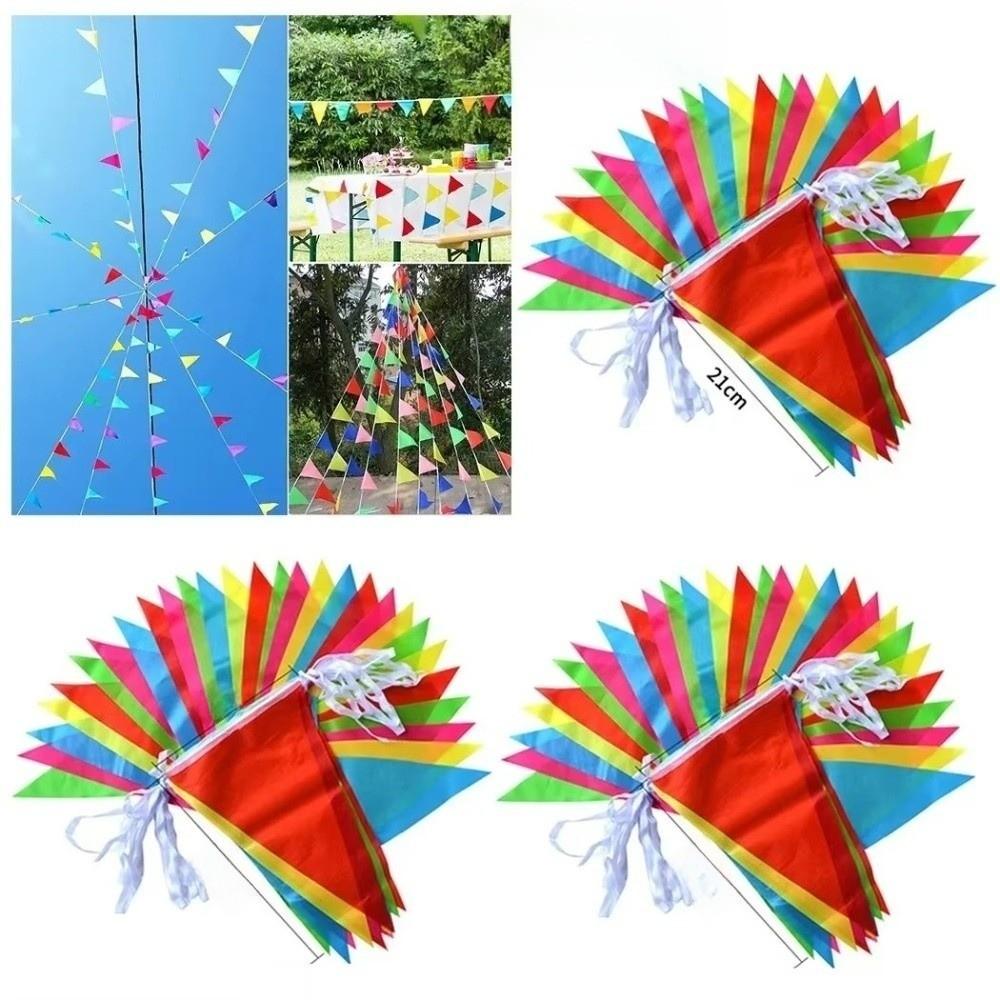 100Pcs Dacron Pennant Banner Triangle Shape Flag Garland New Triangle Flags Outdoor Decorations