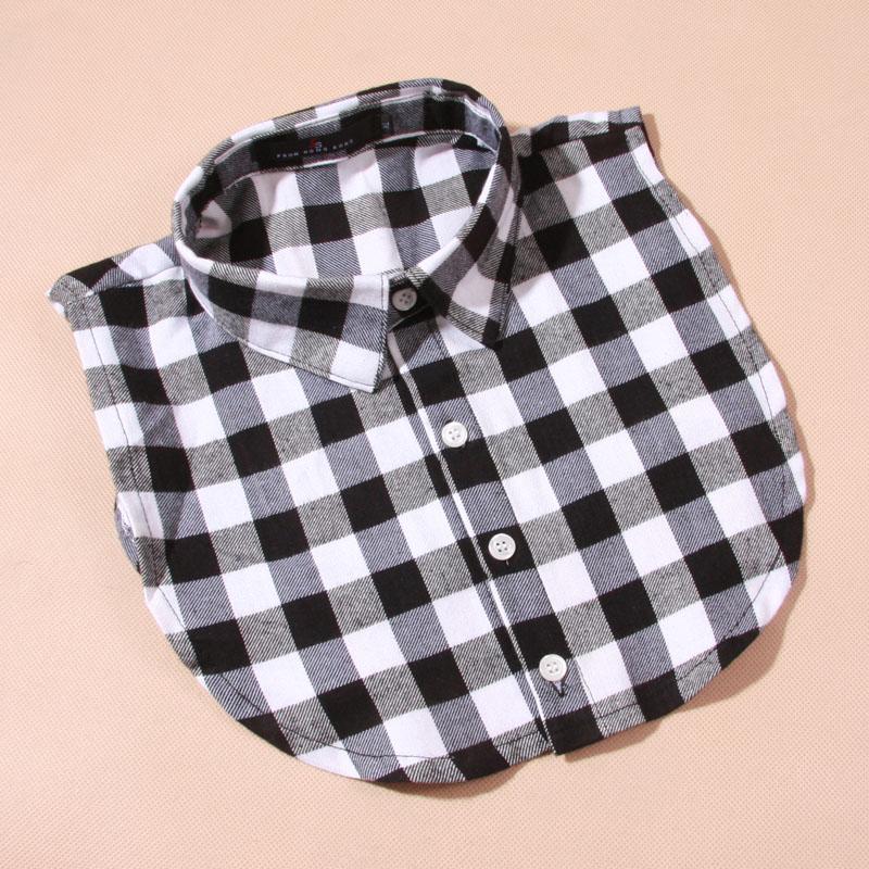 Plaid Women Shirt False Collars White  Removable Lapel Collars For Women Fake Collar Women Detachable Collars Nep Kraagie