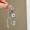 Diamond-encrusted Geometric Round Watch Pull-out Bracelet Fashion Versatile Temperament Bracelet Exquisite Light Luxury High-end Jewelry
