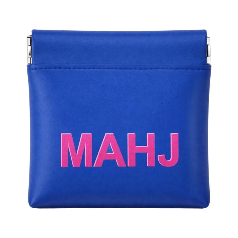 PU Leather Mahjong Score Card Pouch with Auto-Close Spring Frame, Small Storage Case for Home Table Use and Travel