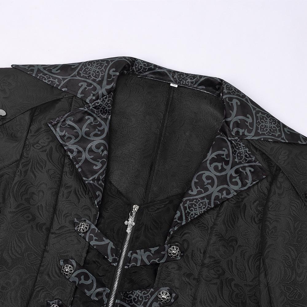 European & American Gothic Medieval Halloween Coat – Men's Retro Dark Pattern Jacket