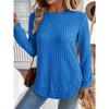 JPNTKY Women's Fashion Casual Solid Color Print Long Sleeve O-Neck Blouses & Shirts