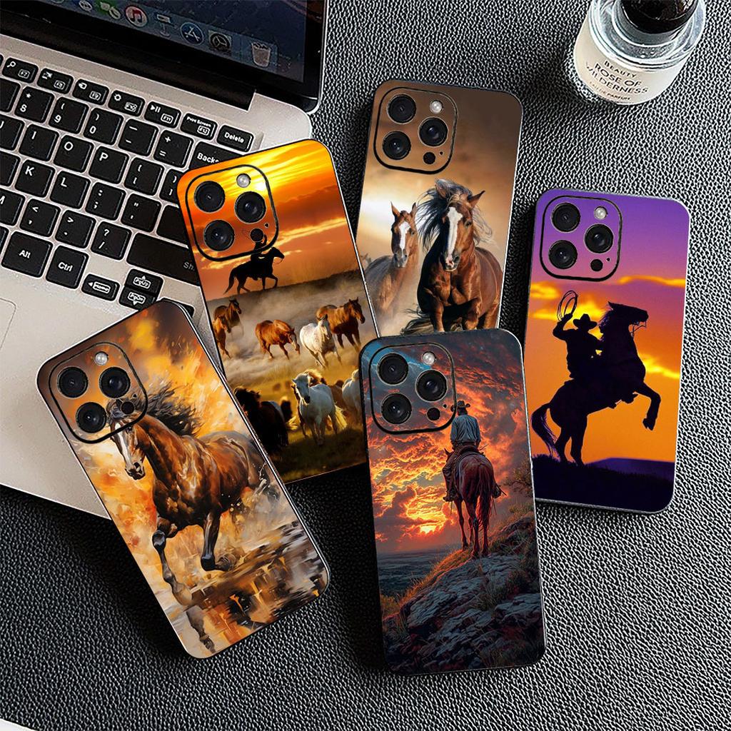 Protective Cover for Motorola Moto G86 G57 E14 E15 G14 G34 G67 G84 G24 A54 G15 Power E22 Casing Phone Case Riding Horse Sunset