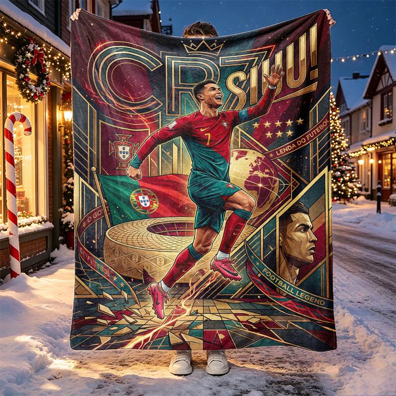 Cristiano Ronaldo Pattern Blanket for Home Decoration, Bed, Sofa, Car Travel, Camping, Suitable for All Seasons, Birthday Christmas Gift