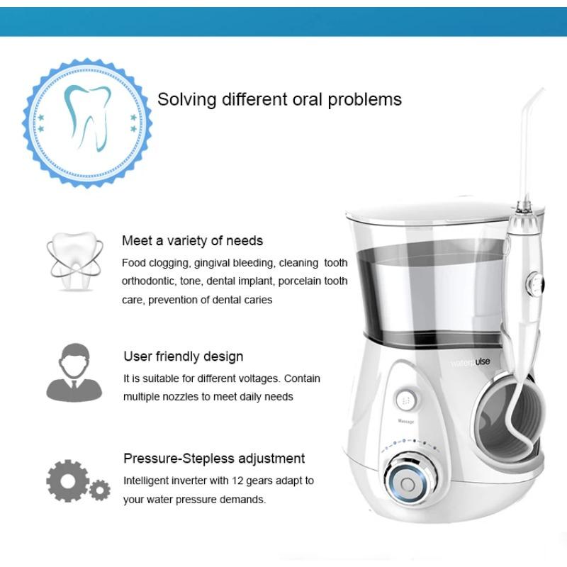 V660G Oral Irrigator, 12 nivåer Water Flosser + dyser + boks Husholdningsapparater Dental vannstråle for tannbleking