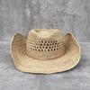 Handgehäkelter Natürlicher Raffia Stroh Cowboyhut für Damen Herren Sommer Breiter Rand Sonnenhut Outdoor Atmungsaktiv Strandkappen Modehut