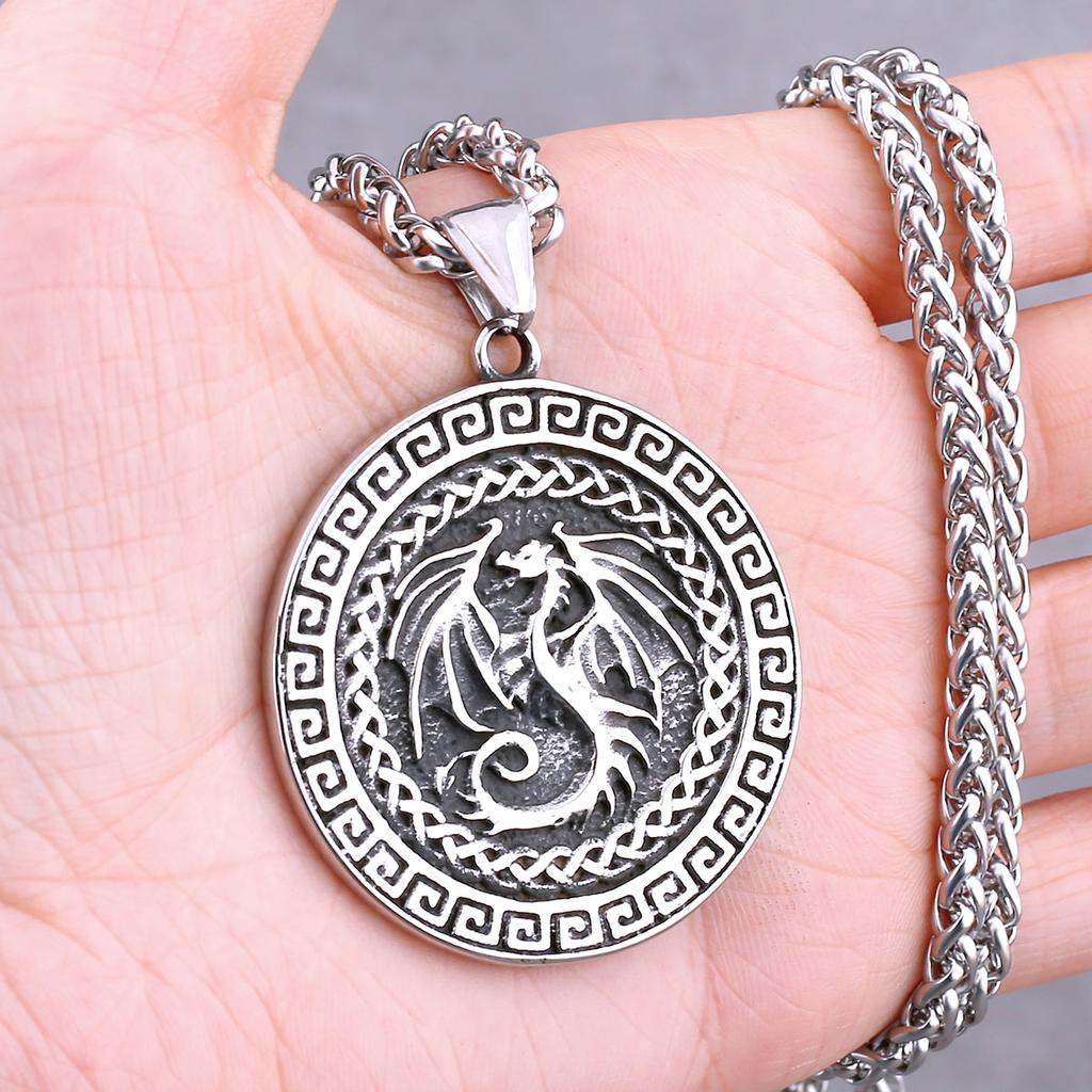 Colar Animal Corvo Dragão Viking Nórdico Vários Masculinos Pingente Amuleto de Odin Aço Inoxidável Moda Joias Vintage