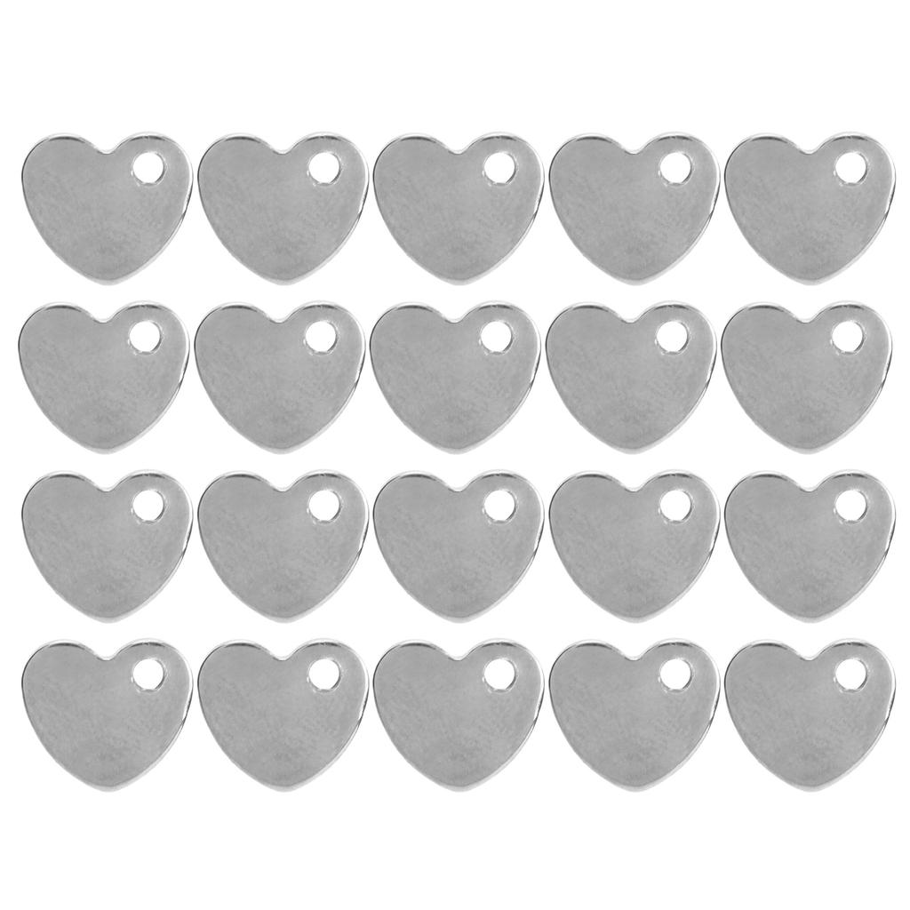 20pcs DIY HeartShaped Pendant Stainless Steel Pendant with Hole Jewelry Making Accessory(Steel Color 9 X 10mm)