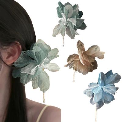 1/3pcs New Chinese Hairpin Fairy Vintage Hairpin Handmade Large Silk Floral Tassel Hair Stick Hair Accessories