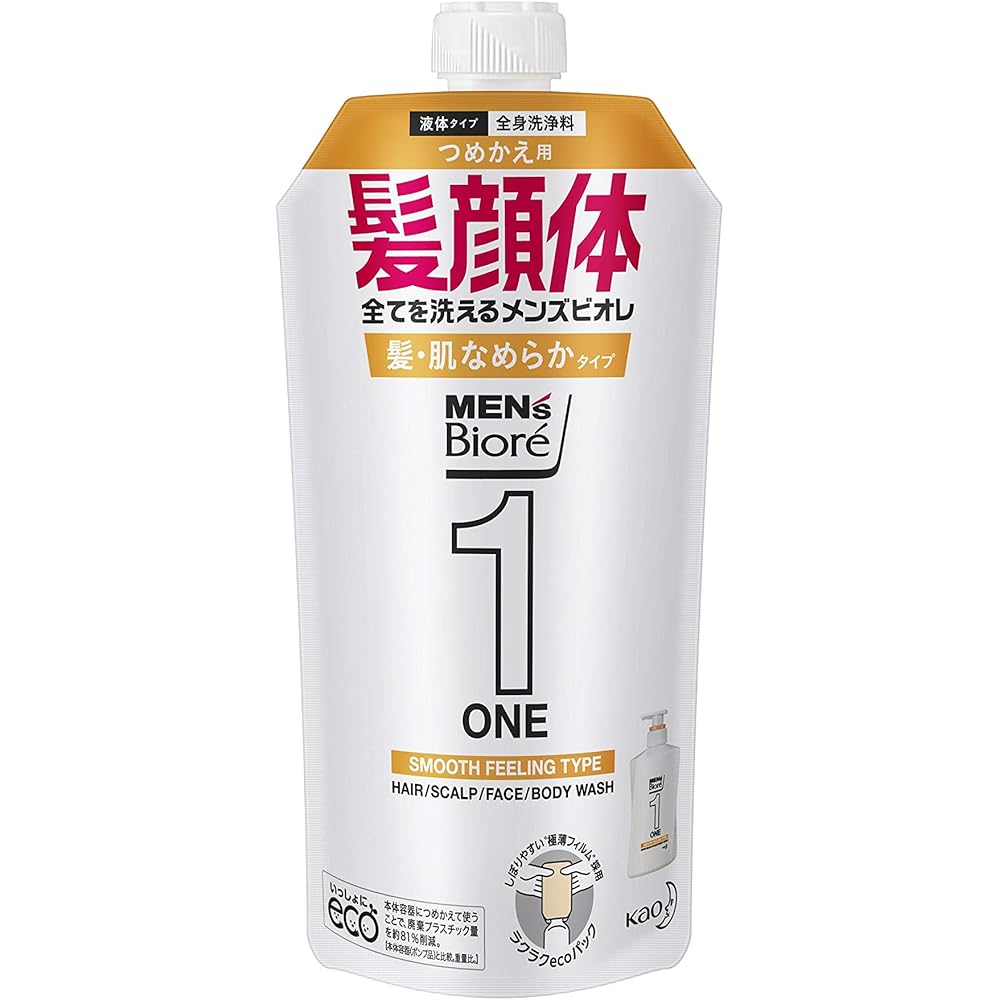 Men s Biore One All-in-One Body Wash 340ml Floral Soap Scent Smooth Hair and Skin Type
