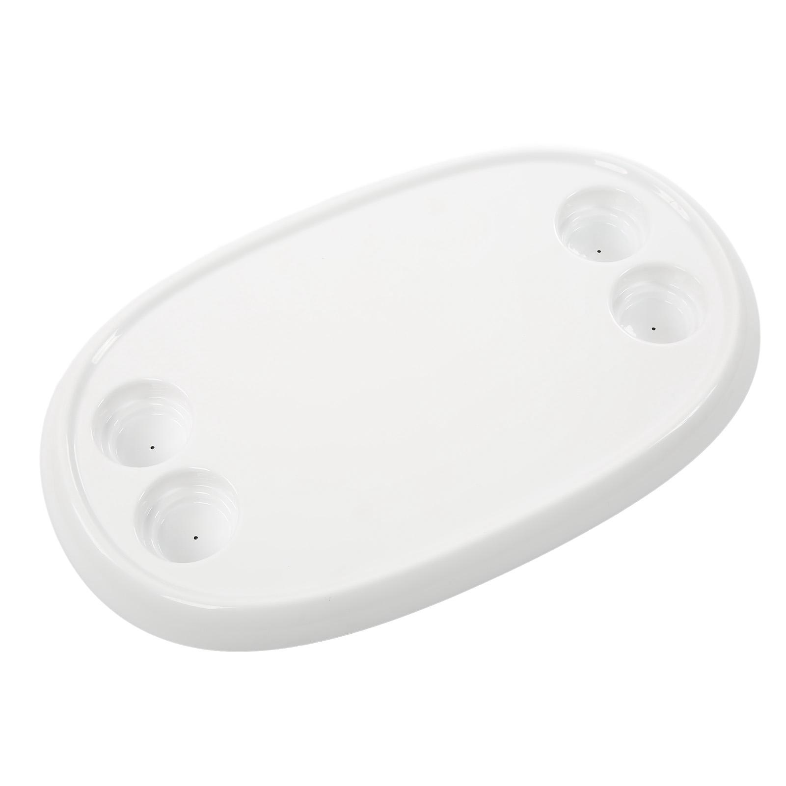 

Boat Dining Table with 4 Cup Holders Removable Office Desk 680x410mm Rectangle White for Camper Caravan RV Yacht