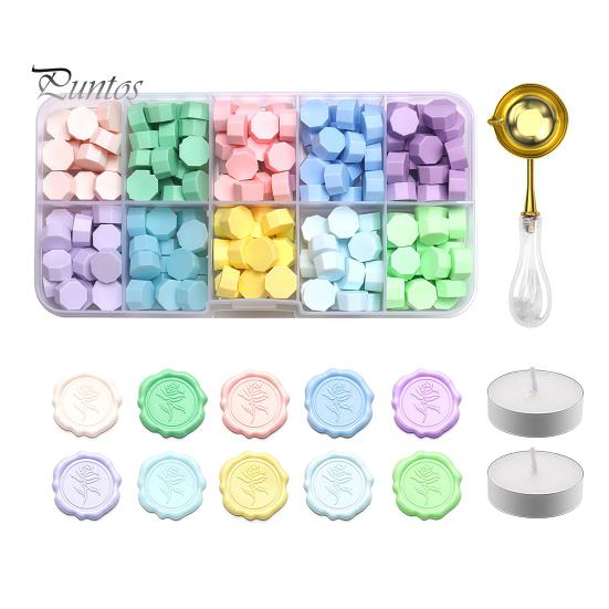 Manual Seal Making Tools Wax Kit, with Sealing Beads Spoon And Candles, DIY Stamp for Wedding Invitations Envelopes Artistic Melting