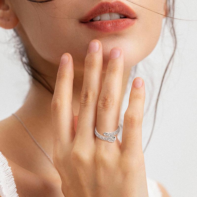 925 Sterling Silver Adjustable Snake Ring - Women's High-End Luxury Niche Design