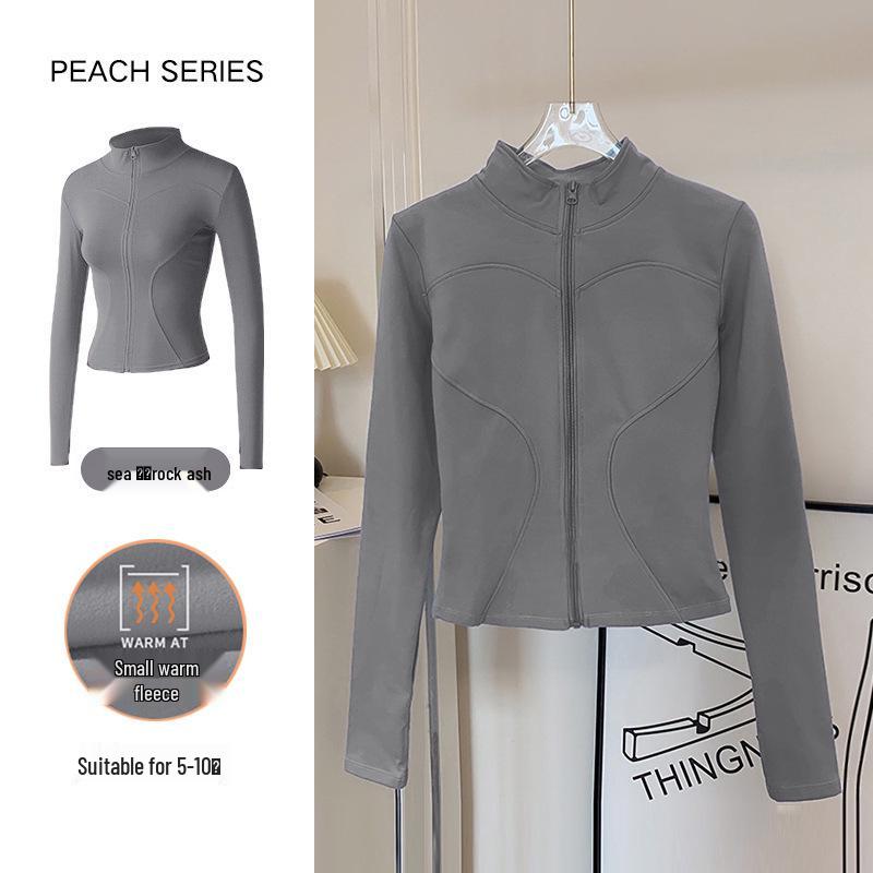 Women s Breathable Slim-Fit Sports Jacket AutumnWinter Yoga Cycling Wear Long Sleeve Stand Collar Plus Velvet S 1580₽