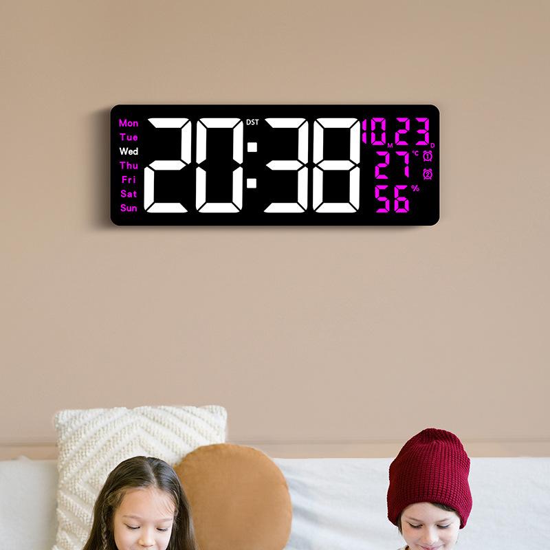 New Large-Size Living Room Wall Clock Multi-Function Led Clock Temperature And Humidity Electronic Clock Countdown 6670 Quality