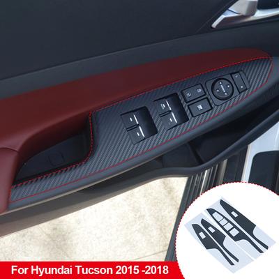 4 stücke Auto Styling Carbon Faser Aufkleber Für Hyundai Tucson 2015 2016 2017 2018 Zubehör Windows Lifter Control Button Panel