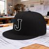 Buchstabe J Groß Schwarz Baseballkappe Polyester Flacher Schirm Snapback Lässiges Modeaccessoire Unisex