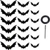 18Pcs Black Halloween Bat Flag with Eyes with Ribbon Simulation Bat Pendant Horror Props Hanging Ornaments Bat Decorations