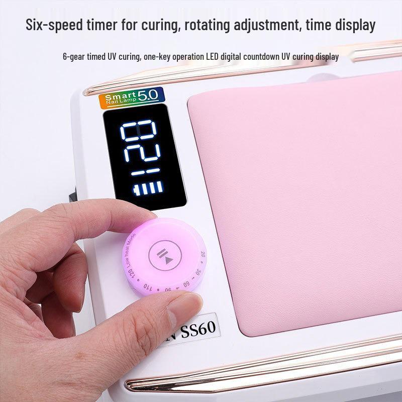 Rechargeable 380W Nail Lamp with Hand Rest for Two-Hand Nail Art