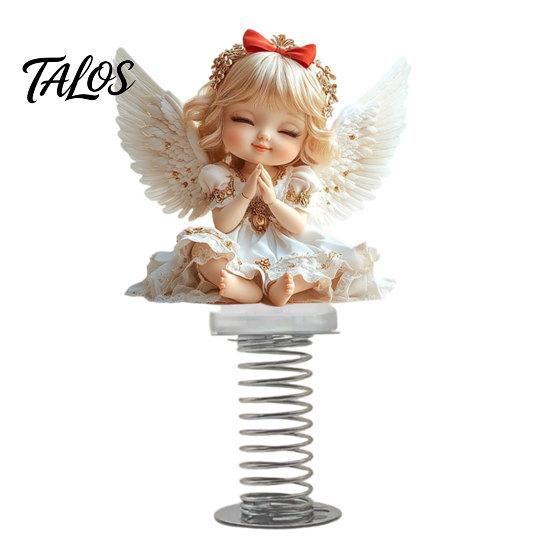 Spring Swing Car Accessories Angel Girl Ornament, 2D Double Sided Acrylic Dashboard Bouncing Ornaments Decor with Adhesive Base, Cute Praying Figurine