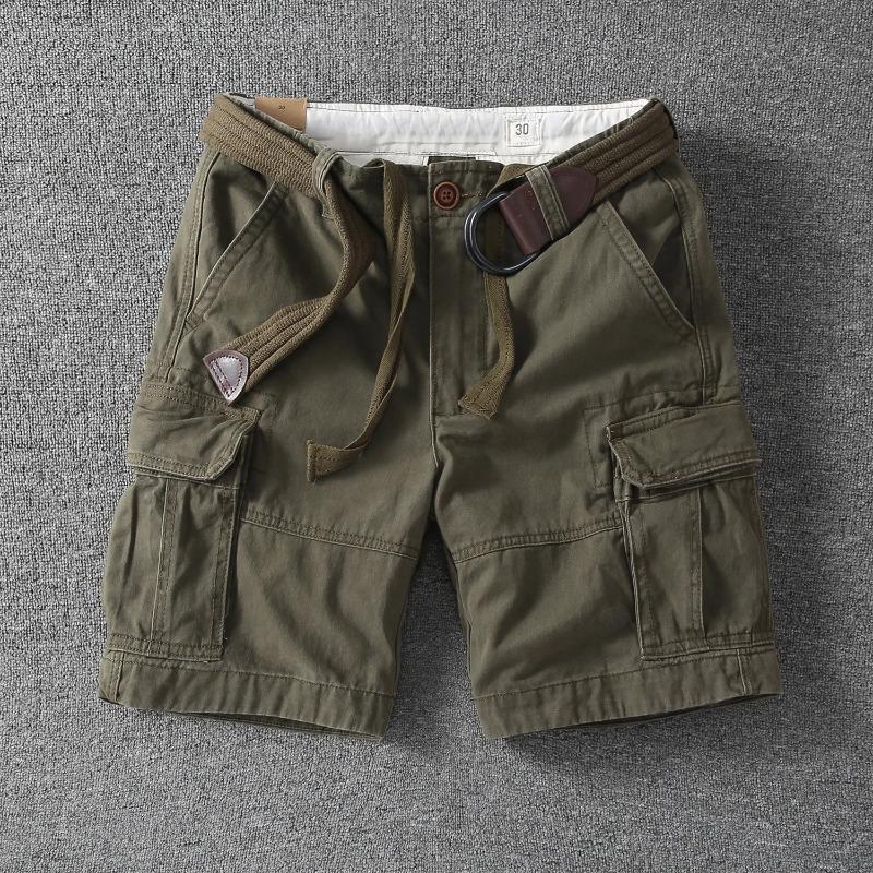 Herren Weiße Arbeitsshorts Sommer Lässig Outdoor Tasche Cargoshorts L grün