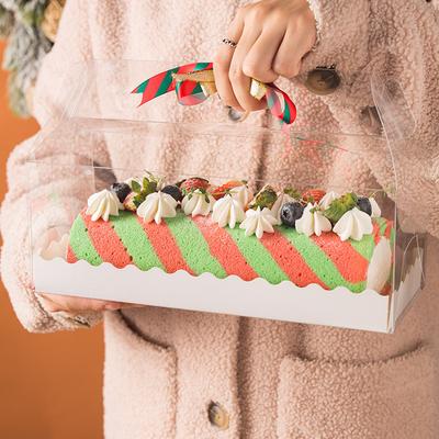 5pcs, Transparent Hand-held Packaging Box, Cake Roll, Towel Roll, Swiss Roll, Baking DIY Gift Packaging Box