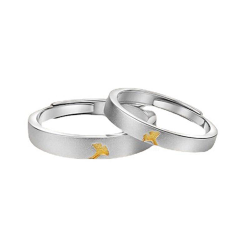 

Stylish Ginkgos Leaf Designs Couple Rings Symbolizing Everlastings Love and Companionship Portable for Special Occasions 1